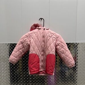 Patagonia Pink Quilted Rider Puffer Jacket with Red Accents, 5T
